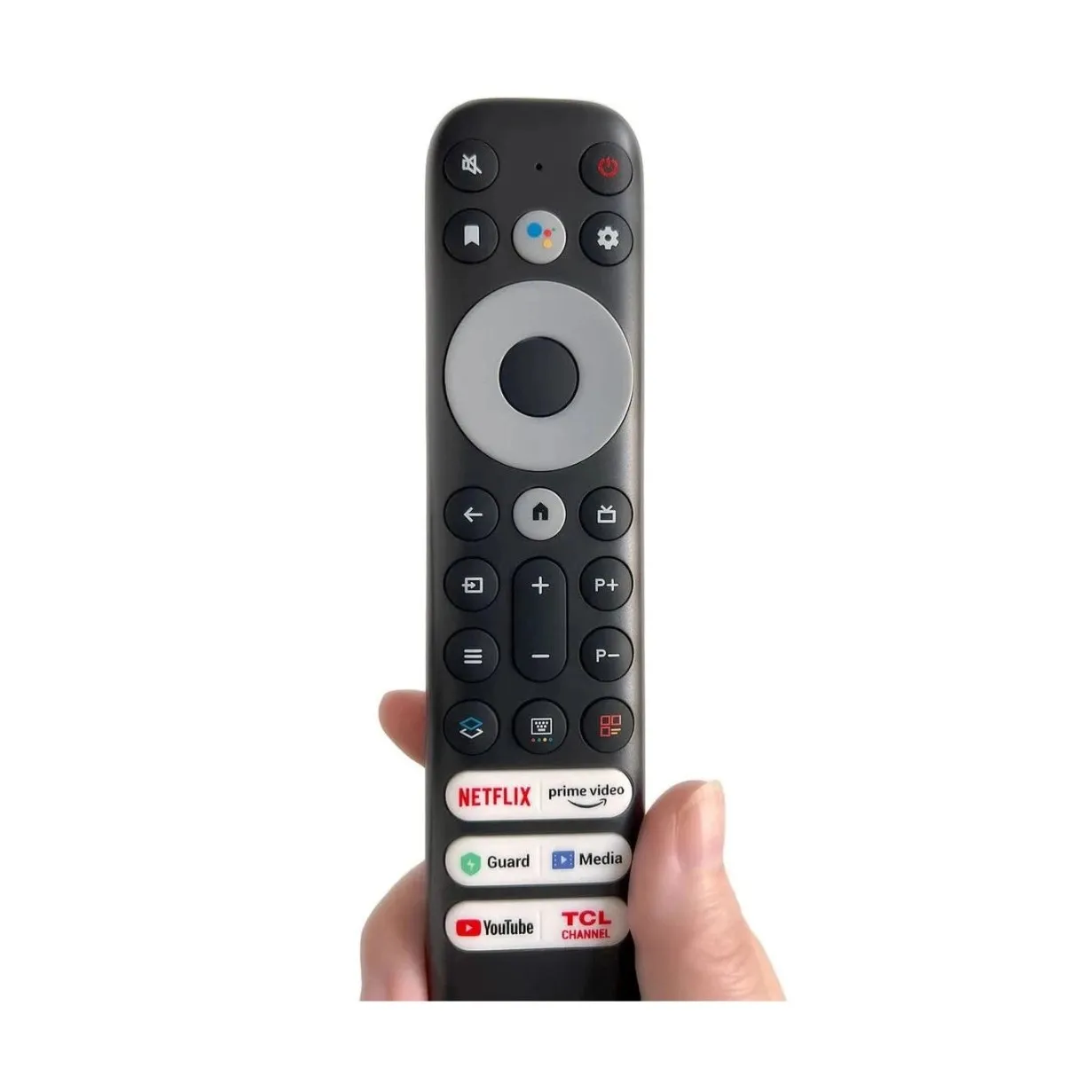 telecommande-android-tv-tcl-vayno-tunisie Télécommande Android TV TCL vue de face.