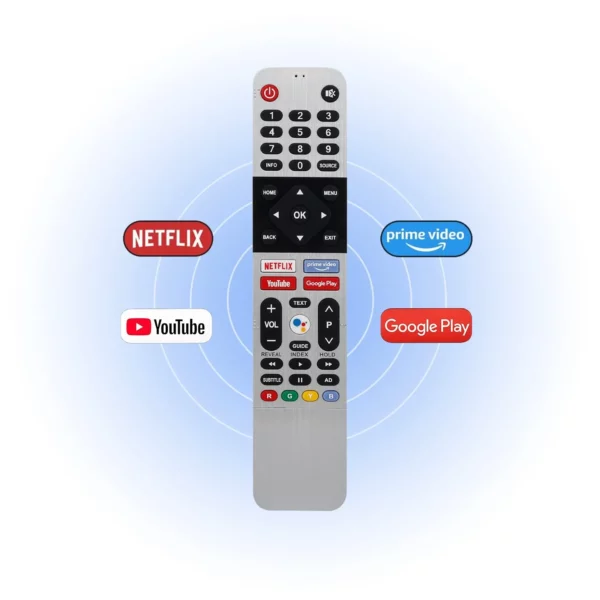 Télécommande TV Android IRIS Telefunken vue de face