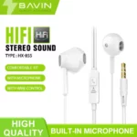 Écouteurs filaires BAVIN HX855 couleur blanche.