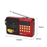 Ports USB, carte SD et entrée Jack 3.5mm de la radio sans fil JOC H011BT.