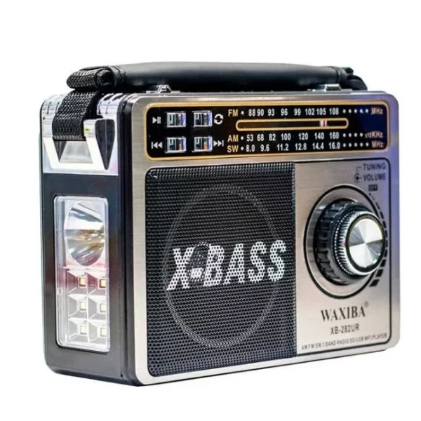 Radio portable Xbass XB-282BT avec lecteur MP3 USB/SD/TF et torche LED.