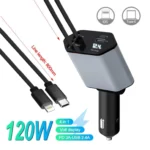 Chargeur auto 120W USB Type-C compatible PD et QC3.0